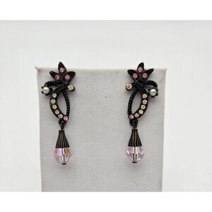 Sweet Romance Pink Crystal Dangle Earrings